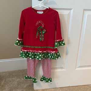 Bonnie Jean Festive Red Top with Green Accents. holidays. Size 3T. Hardly wore